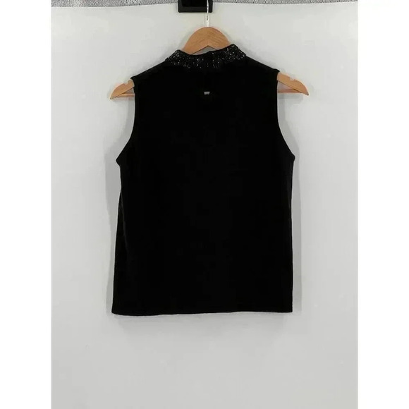 VINTAGE Designers Originals Sequin Black Turtleneck Sleeveless Sweater SMALL - Picture 4 of 9